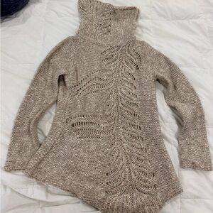 Moth Taupe Cowl Neck Sweater